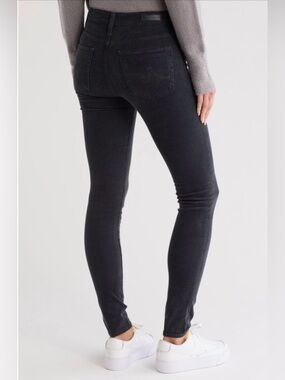 Ag Adriano Goldschmied The Farrah High Rise Black Corduroy Skinny Jeans Size 26